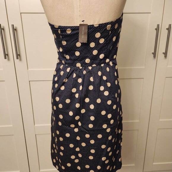 The Limited Size 4 NWT Blue and tan polka dot strapless dress - Picture 5 of 9